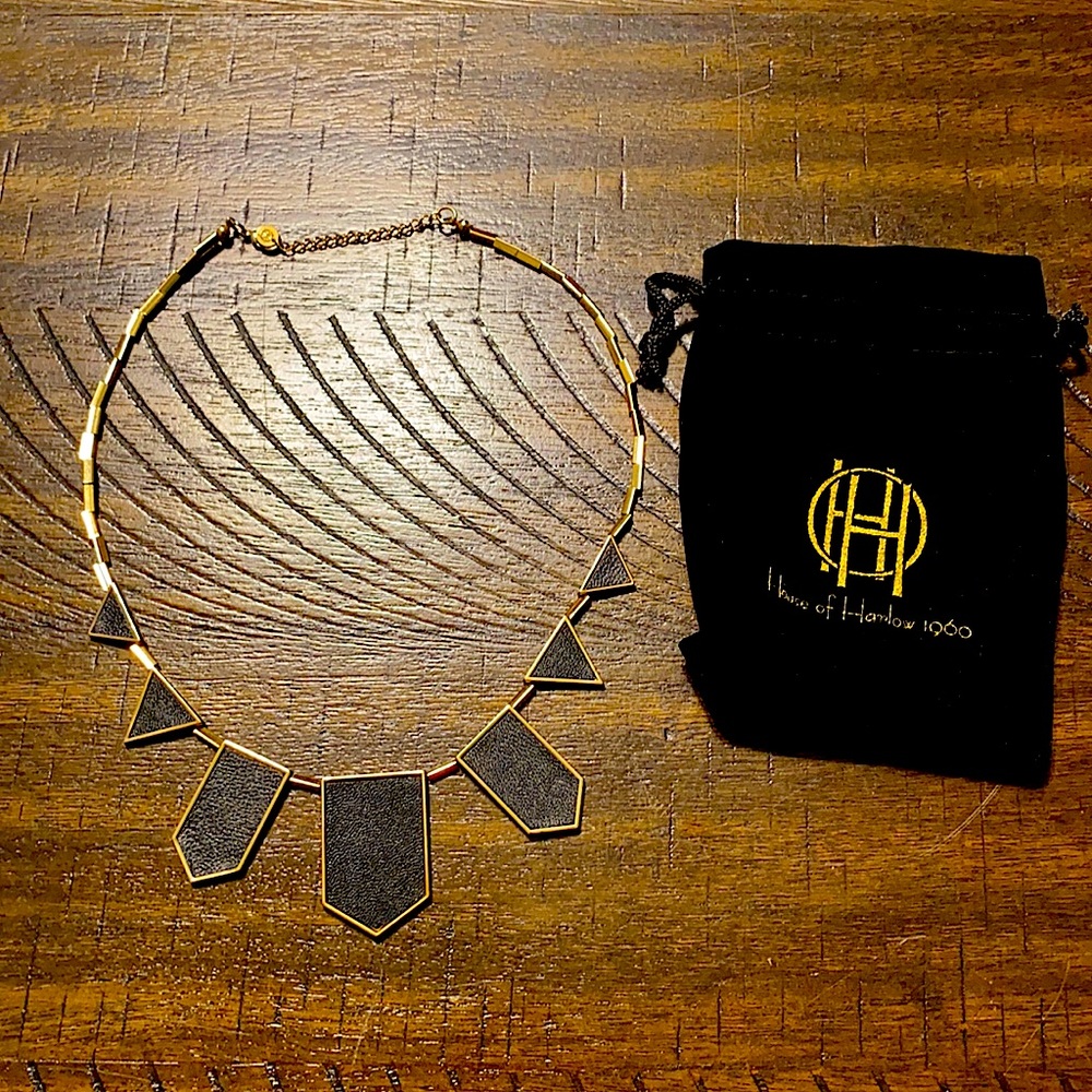 House of Harlow Leather and Gold Necklace